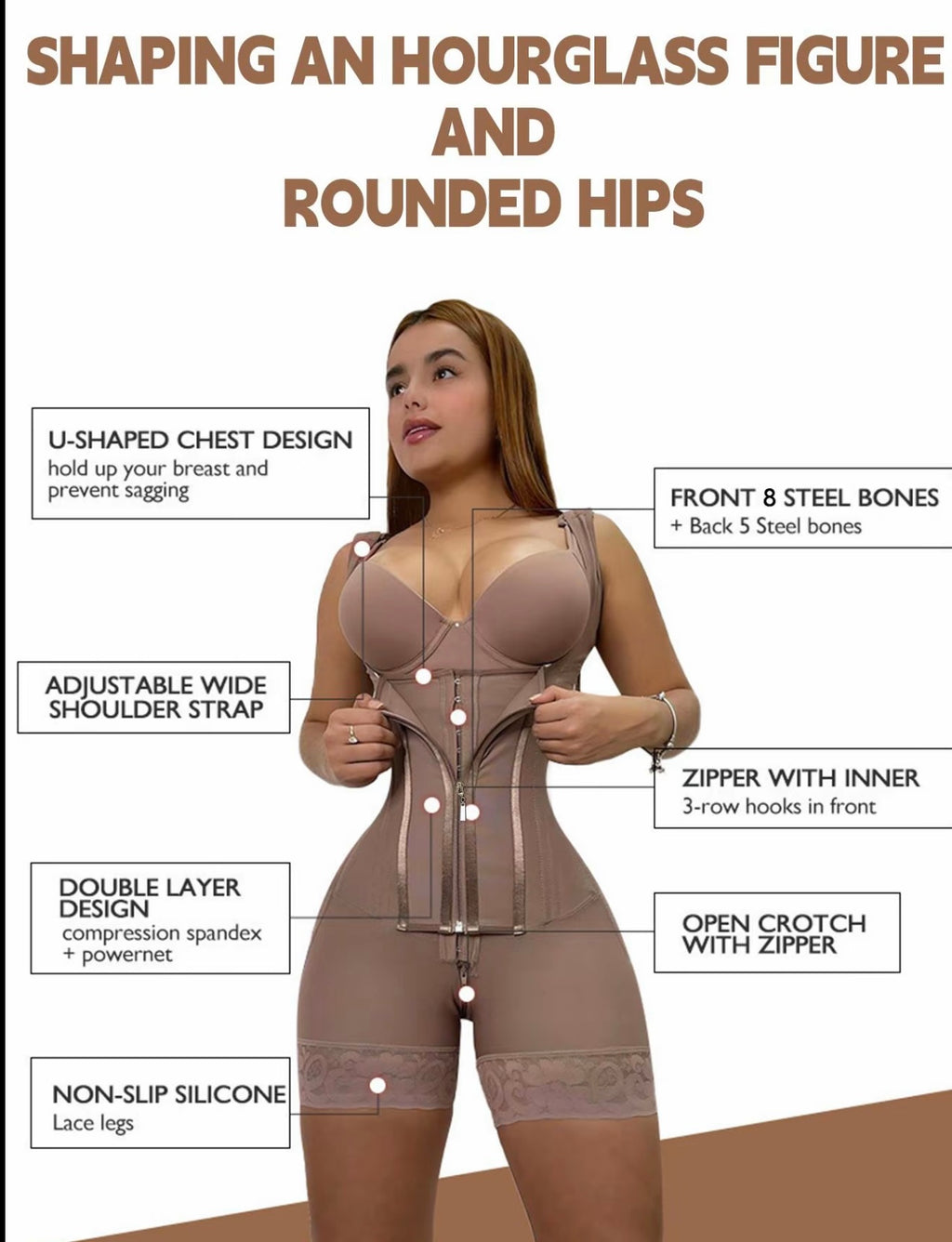Women Colombian Shapewear,Faja Body Shaping , Tummy Control Body Shaperwear, Buttock Lifting,Thigh Slimming Bodysuit
